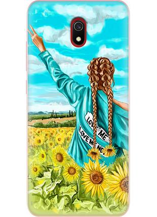 Чехол силиконовый с картинкой на xiaomi redmi 8a (патриотический, девушка украинка)
