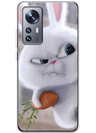 Чехол силиконовый с картинкой на xiaomi 12x (кролик снежок)
