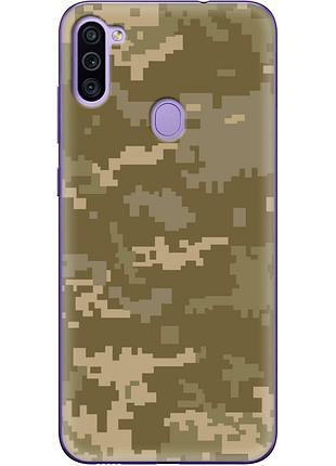 Чехол силиконовый с картинкой на samsung galaxy m11 (m115) (патриотический, камуфляж пиксель)