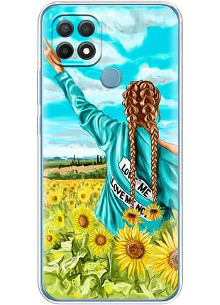 Чохол силіконовий з картинкою на oppo a15s (патріотичний, дівчинка українка)