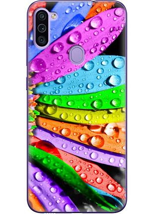 Чехол силиконовый с картинкой на samsung galaxy m11 (m115) (цветные листья)
