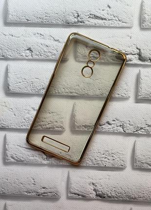 Силиконовый чехол с золотым ободком для xiaomi redmi note 3 / note 3 pro золотой