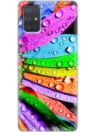 Чохол силіконовий з картинкою на samsung galaxy a71 (a715) (кольорові листки)