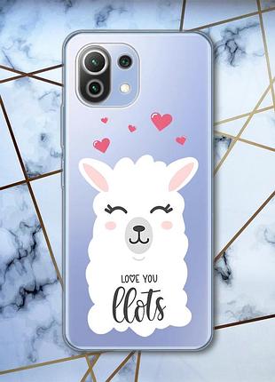 Прозрачный чехол на xiaomi mi 11 lite лама (принт 94)