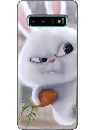 Чехол силиконовый с картинкой на samsung galaxy s10 (g973) (кролик снежок)