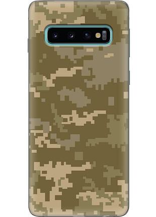Чохол силіконовий з картинкою на samsung galaxy s10 (g973) (патріотичний, камуфляж піксель)