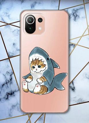Прозрачный чехол на xiaomi mi 11 lite :: котёнок (принт 120)