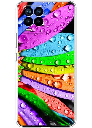 Чехол силиконовый с картинкой на realme 8 (цветные листья)