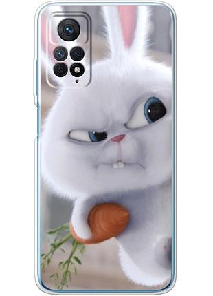 Чехол силиконовый с картинкой на xiaomi redmi note 11 pro (кролик снежок)
