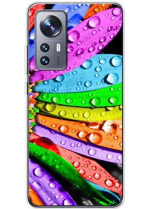 Чехол силиконовый с картинкой на xiaomi 12x (цветные листья)