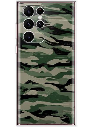 Чехол силиконовый с картинкой на samsung galaxy s22 ultra (s908) (патриотический, камуфляж)