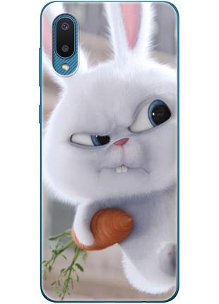 Чехол силиконовый с картинкой на samsung galaxy a02 (a022) (кролик снежок)