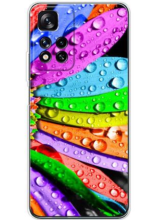 Чохол силіконовий з картинкою на xiaomi redmi note 11 pro plus 5g (кольорові листки)