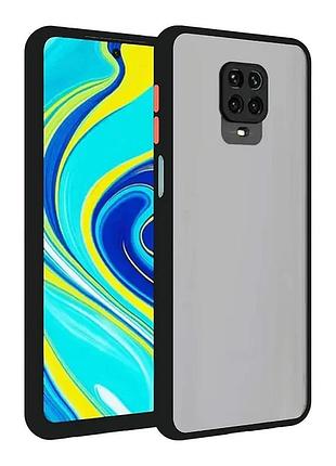 Матовый чехол цветные кнопки на xiaomi redmi note 9 pro черный