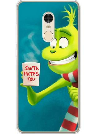 Чехол силиконовый с картинкой на xiaomi redmi note 4 (новогодний, гринч)