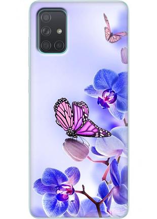 Чохол силіконовий з картинкою на samsung galaxy a71 (a715) (квітка, метелик на орхідеї)