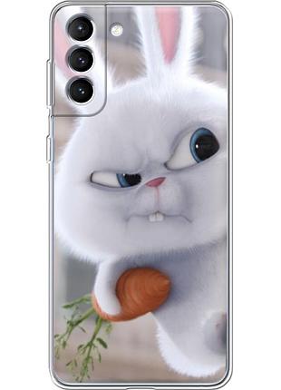 Чехол силиконовый с картинкой на samsung galaxy s22 (s901) (кролик снежок)