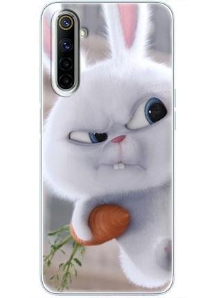 Чехол силиконовый с картинкой на realme 6 (кролик снежок)