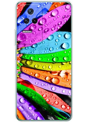 Чехол силиконовый с картинкой на xiaomi poco f4 (цветные листья)