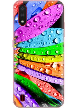 Чехол силиконовый с картинкой на samsung galaxy a01 (a015) (цветные листья)