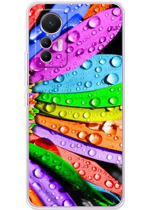 Чехол силиконовый с картинкой на xiaomi 12 lite (цветные листья)