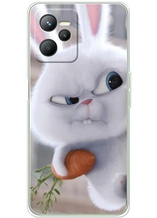 Чехол силиконовый с картинкой на realme c35 (кролик снежок)