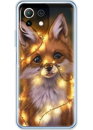 Чехол силиконовый с картинкой на xiaomi mi 11 lite 5g ne (новогодний, лисичка)