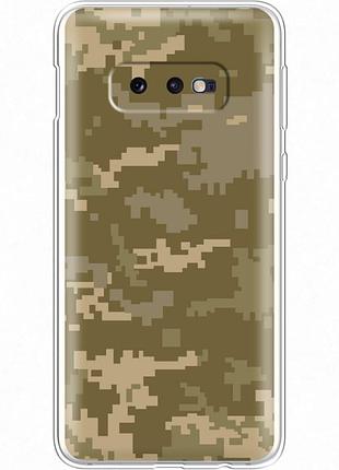 Чехол силиконовый с картинкой на samsung galaxy s10e (g970) (патриотический, камуфляж пиксель)
