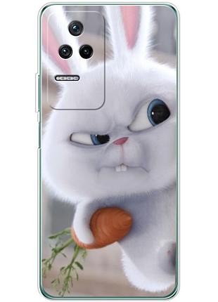 Чехол силиконовый с картинкой на xiaomi poco f4 (кролик снежок)