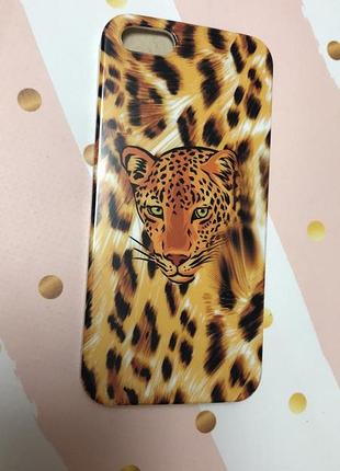 Пластиковый чехол для iphone 5/5s леопард нарисован