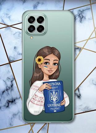 Прозрачный чехол на samsung galaxy m33 5g :: украинка с паспортом (патриотический принт 12)