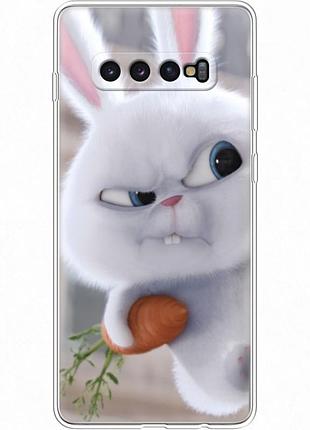 Чехол силиконовый с картинкой на samsung galaxy s10 plus (g975) (кролик снежок)