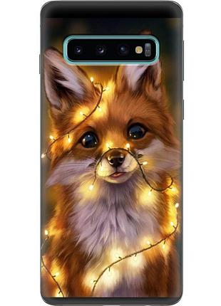 Чехол силиконовый с картинкой на samsung galaxy s10 (g973) (новогодний, лисичка)
