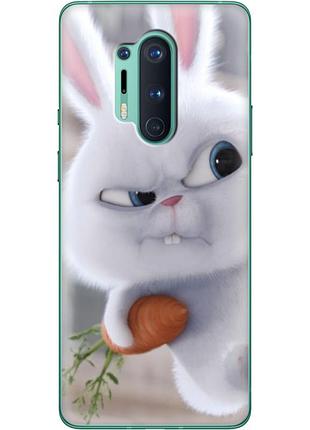 Чехол силиконовый с картинкой на oneplus 8 pro (кролик снежок)