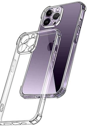 Противоударный прозрачный силиконовый чехол для iphone 14 pro усиленные углы