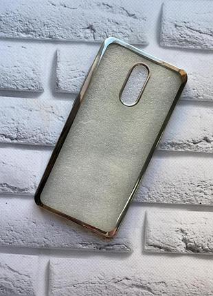 Силиконовый чехол с золотым ободком для xiaomi redmi pro серебряный