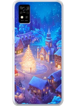 Чехол силиконовый с картинкой на zte blade a31 (новогодний)