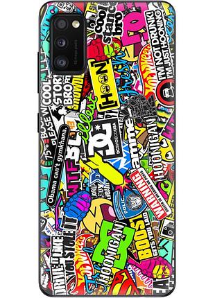 Чехол силиконовый с картинкой на samsung galaxy a41 (a415) (цветные наклейки)