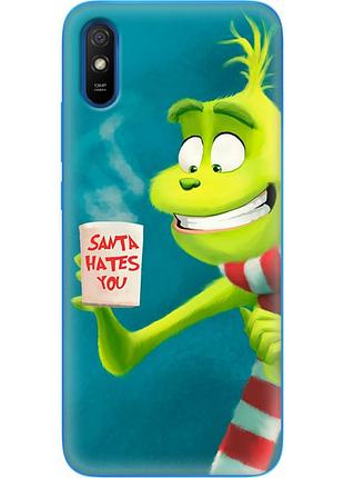 Чехол силиконовый с картинкой на xiaomi redmi 9a (новогодний, гринч)