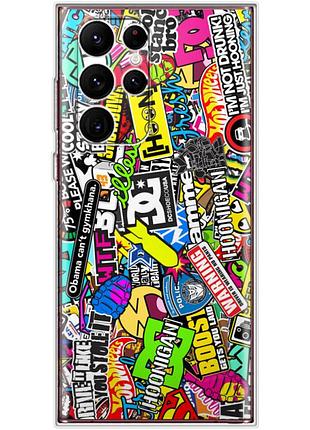 Чехол силиконовый с картинкой на samsung galaxy s22 ultra (s908) (цветные наклейки)