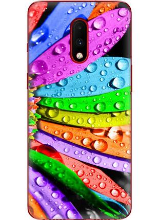 Чехол силиконовый с картинкой на oneplus 7 (цветные листья)