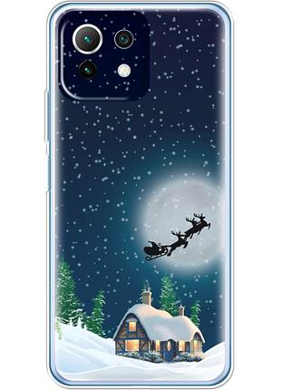 Чехол силиконовый с картинкой на xiaomi mi 11 lite (новогодний)