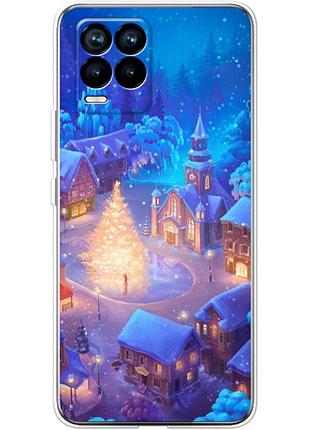 Чехол силиконовый с картинкой на realme 8 (новогодний)