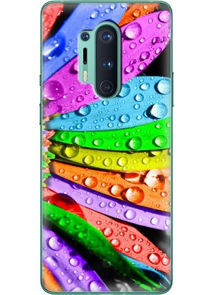 Чехол силиконовый с картинкой на oneplus 8 pro (цветные листья)