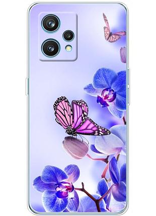 Чохол силіконовий з картинкою на realme 9 pro plus (квітка, метелик на орхідеї)