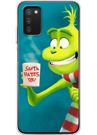 Чехол силиконовый с картинкой на samsung galaxy a03s (a037) (новогодний, гринч)