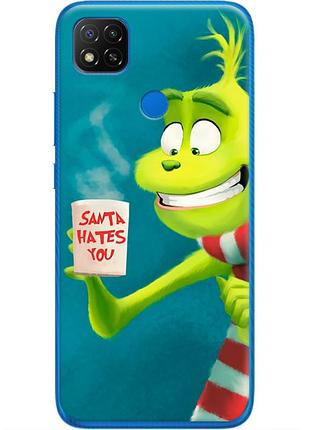 Чехол силиконовый с картинкой на xiaomi redmi 9c (новогодний, гринч)