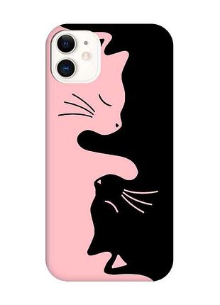 Матовий чохол з рожевими боками на apple iphone 11 (6.1) котики (принт 118)