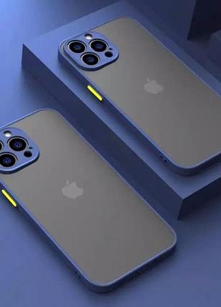 Матовий чохол на iphone 14 pro із закритим низом синій
