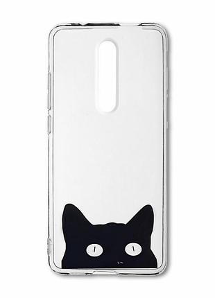 Прозорий чохол на xiaomi mi 9t / k20 котик (принт 119)